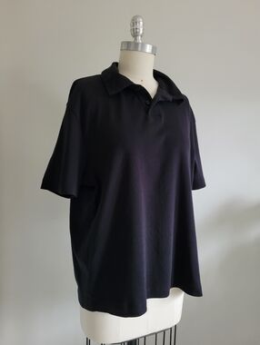 ZARA black jersey knit polo golf shirt with short sleeves